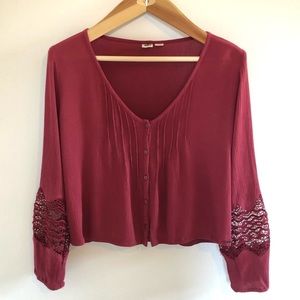 PacSun Roxy Blouse in Deep Red/Burgundy - Size M